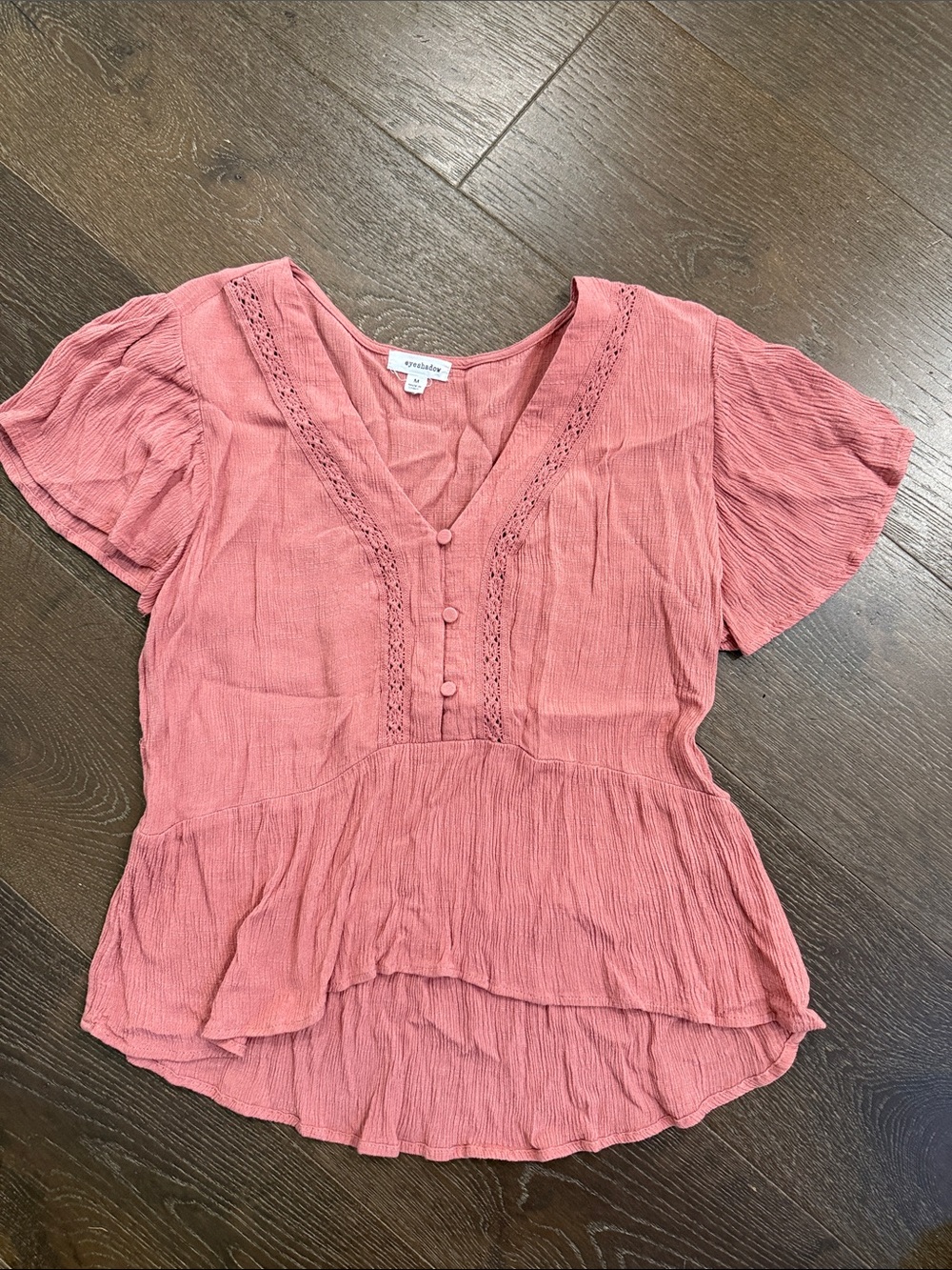 Eyeshadow Rose-Pink V-Neck Peplum Blouse